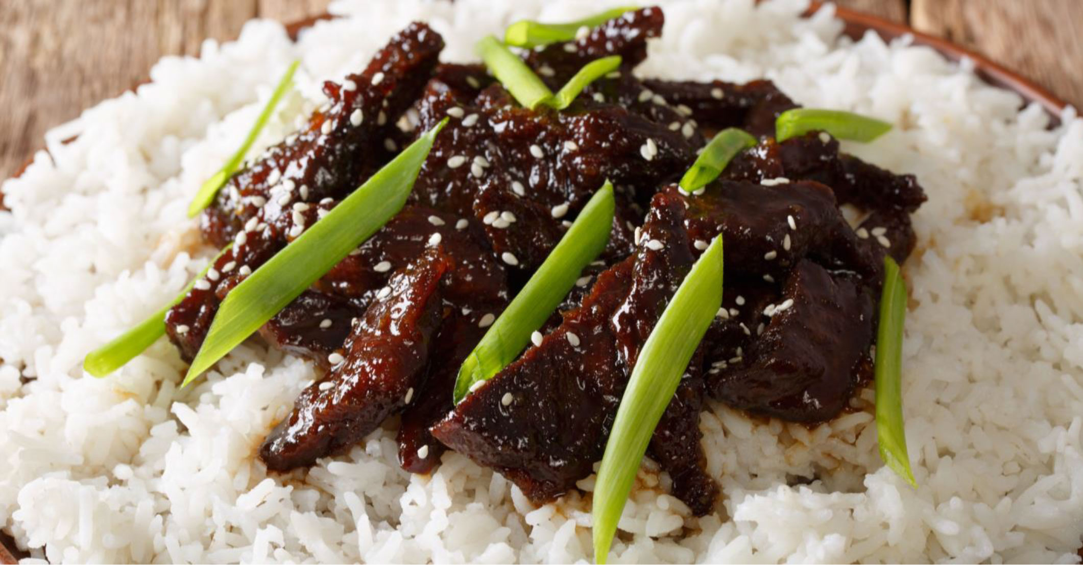 Mongolian beef with sticky rice